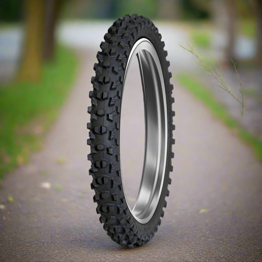 eMoto Dunlop Geomax MX34 873-0783 70/100-17 dirt bike tire, made for Talaria, Surron, ERIDE Pro, and Throne, available at eBike Super Shop, designed for superior traction, durability, and performance on challenging off-road terrains.