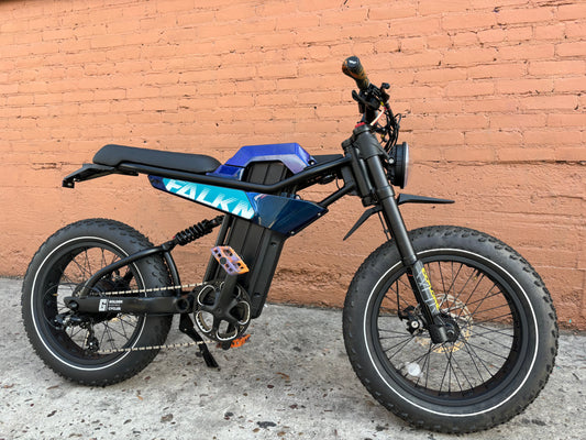 Custom Blue Sunset 750 w Electric e-Moto Style eBike 20x4 Fat tire electric bike - Rebel Electric Bikes Temecula