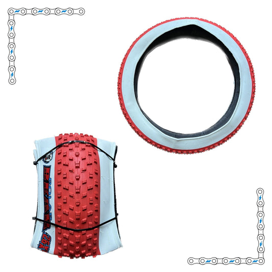 eBike Tires 26" x 4" White Wall Red Knobby for Fat Tire Electric Bike - Parts - EBIKE|TIRES|0516 eBike Super Shop