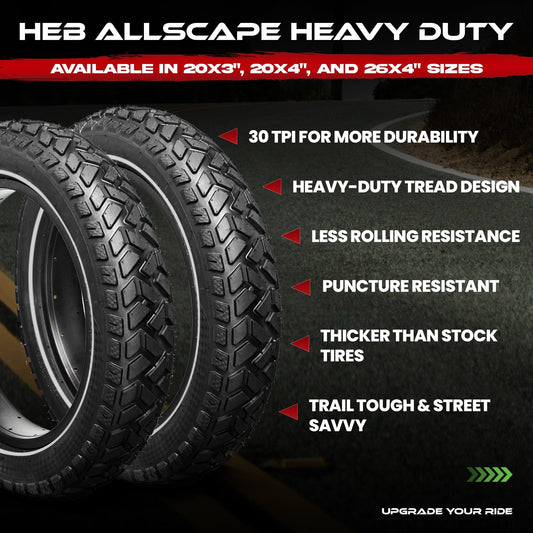 HEB ALLSCAPE® Fat Tire 20" x 3" (2 Tires) - Parts - sku - 50189473644845 Rebel Electric Bikes Temecula