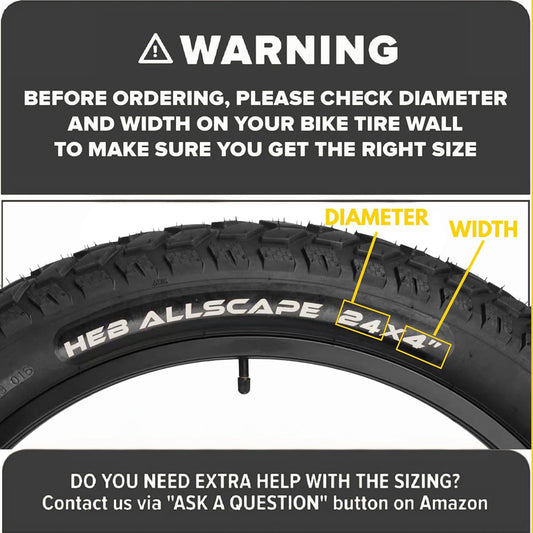 HEB ALLSCAPE® Fat Tires - 24" x 4" SET of 2 Fat Tires - Parts - 24x4 Rebel Electric Bikes Temecula