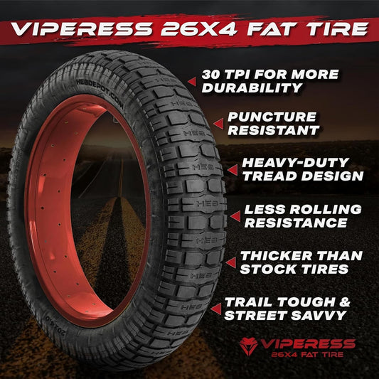 HEB Viperess Fat Tire SET of 2 Tires - 26" x 4" - Parts - sku - 51275322458413 Rebel Electric Bikes Temecula