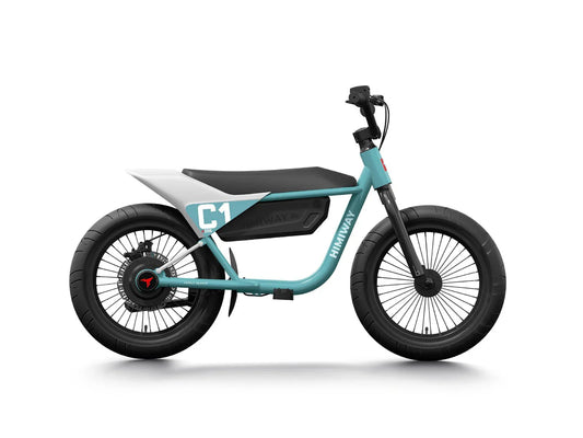 HIMIWAY C1 Kids E - Bike 350 w Step Over Ebike 16x3 Fat Electric Mini Fat Tire eBike - Moto Style eBike - HIMIW|MOTO|CYAN|0756 eBike Super Shop