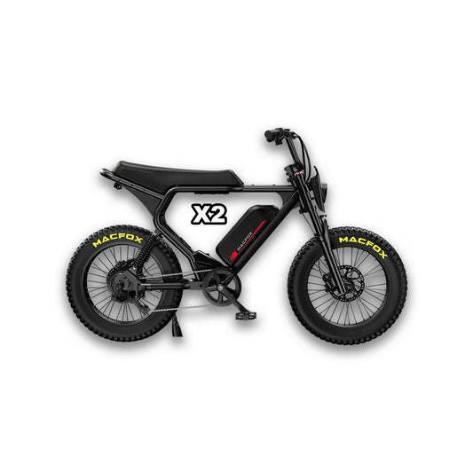 MACFOX X2 Electric Fat Tire Mountain eBike - Step Over 750 w Electric e - Moto Style eBike - AVAILABLE NOW - Moto Style Bike - Macfox - X2 - eBike - Black - Box eBike Super Shop
