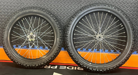 Throne eMoto Wheel Set Shinko 244 Dual Sport 18"/19" Front & Rear Wheel & Tire Set for Moto Bikes *Does not include rotor or sprocket* - Throne Wheel & Tire Set - Throne | Shinko | 18 inch | Front Wheel & Tire Set eBike Super Shop