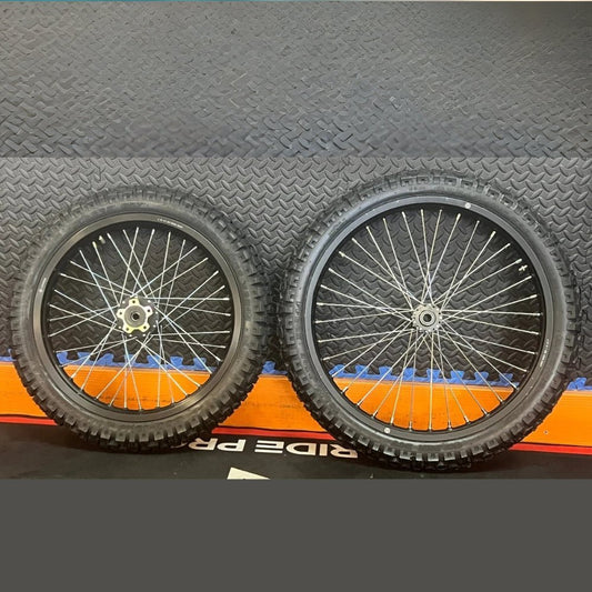 Throne eMoto Wheel Set Shinko 244 Dual Sport 18"/19" Front & Rear Wheel & Tire Set for Moto Bikes *Does not include rotor or sprocket* - Throne Wheel & Tire Set - Throne | Shinko | 18 inch | Front Wheel & Tire Set eBike Super Shop