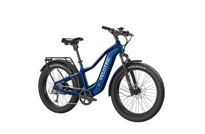 VELOTRIC Nomad 2  750 w Step Over eBike 26x4 Fat Tire Electric Fat Tire Trail eBike Midnight Blue