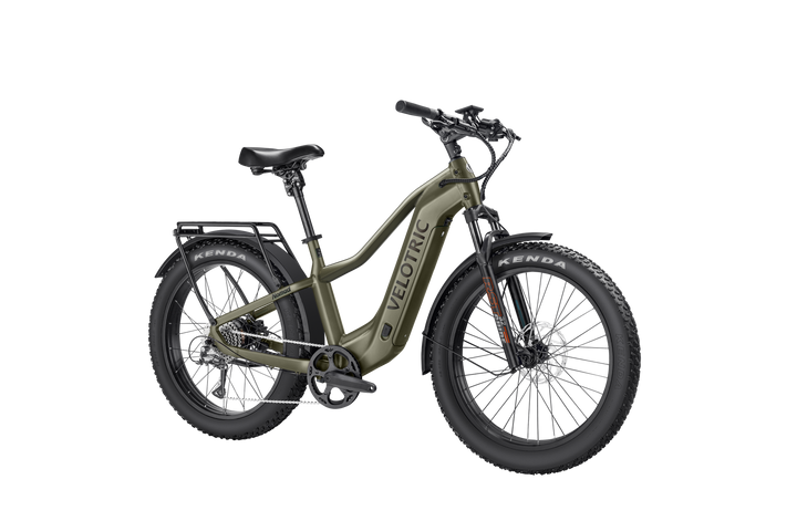 VELOTRIC Nomad 2  750 w Step Over eBike 26x4 Fat Tire Electric Fat Tire Trail eBike Sage