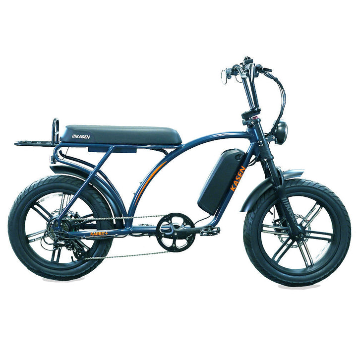 Experience the KASEN Kabbit Plus eBike: 750W motor, 40-50 mile range, fat tires, and hydraulic brakes for versatile, powerful rides!