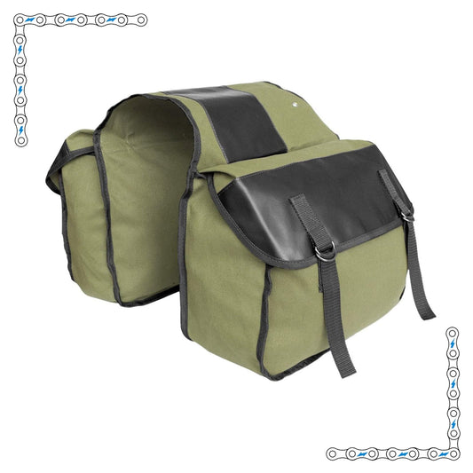 eBike Army Green Canvas and Black Leather Soft Saddle Bags for ebike - Accessories - EBIKE|ACCES|0451 eBike Super Shop