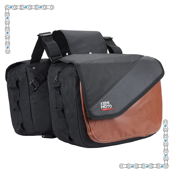 eBike Black Canvas with Brown Leather Saddle Bags for ebike - Accessories - EBIKE|ACCES|0425 eBike Super Shop