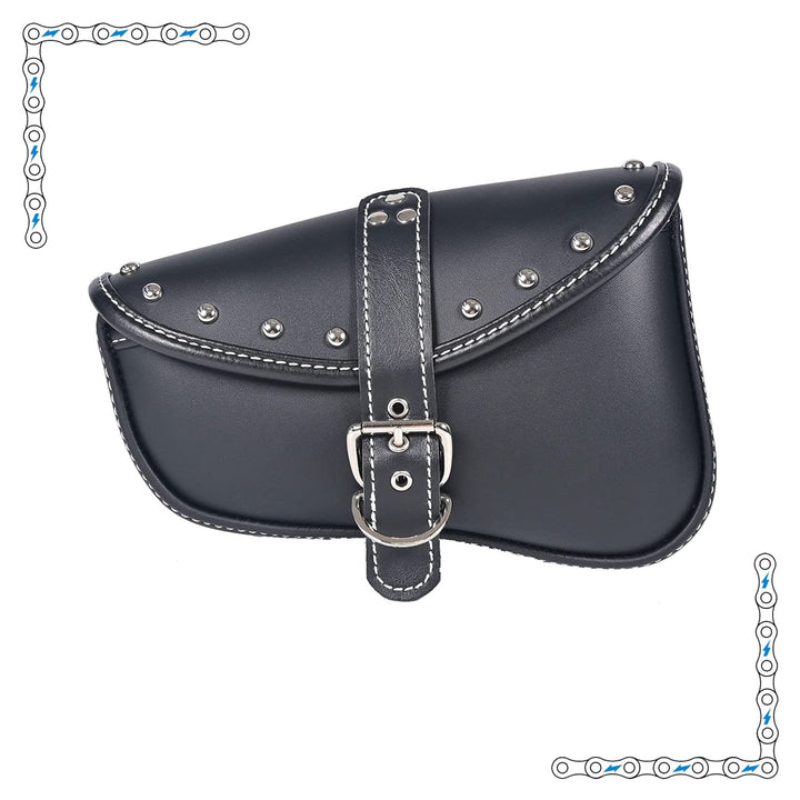 eBike Black Leather Studded Triangle Moto Saddle Bag Set of 2 for ebike - Accessories - EBIKE|ACCES|0427 eBike Super Shop