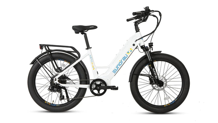 EUNORAU Meta 2024 500w Step Thru eBike 24x3 Fat Fat Tire Electric Beach Cruiser eBike - Fat Tire eBike - EUNOR|FATT|WHITE|0381 eBike Super Shop