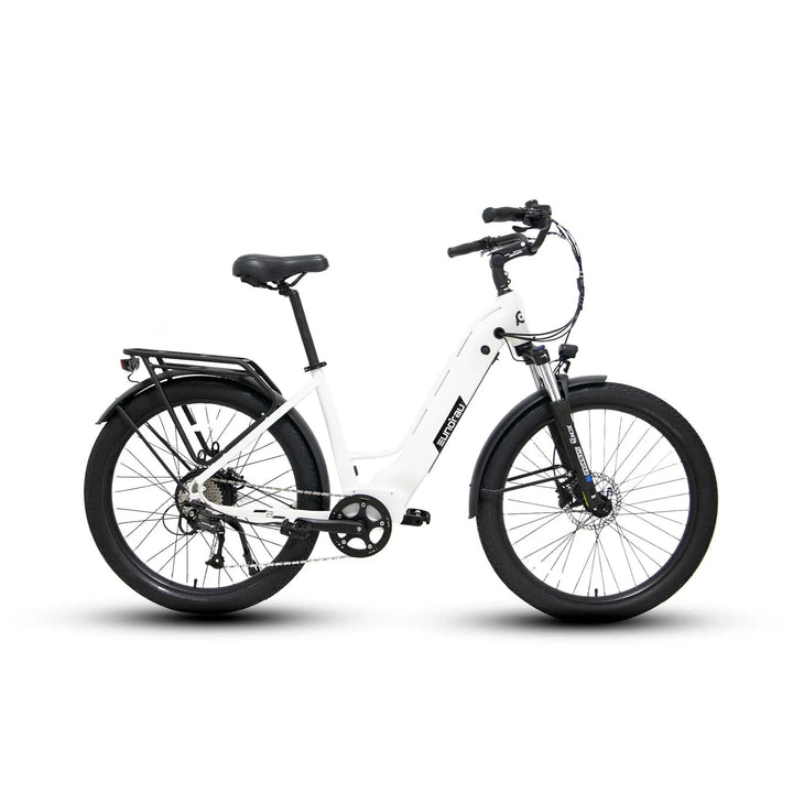 EUNORAU Meta275 500w Step Thru eBike 27.5x2.6 Road Electric Beach Cruiser eBike - Beach Cruiser eBike - EUNOR|BEACH|WHITE|0370 eBike Super Shop