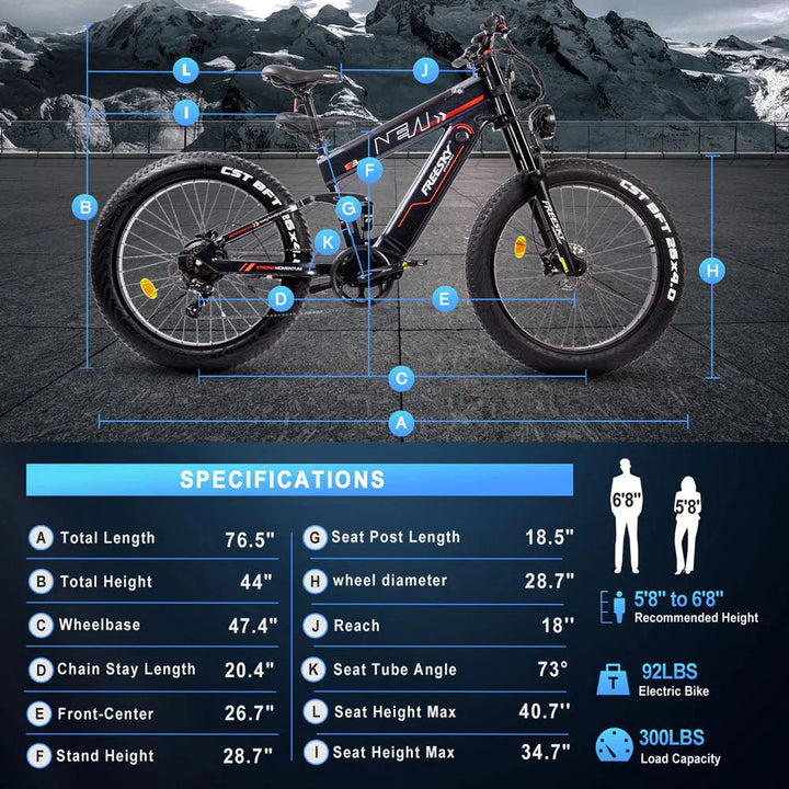 FREESKY Alaska M - 520 Pro 1000 w Mountain Ebike 4 Fat Tire Electric Fat Tire Mountain eBike - Mountain eBike - eBike Super Shop