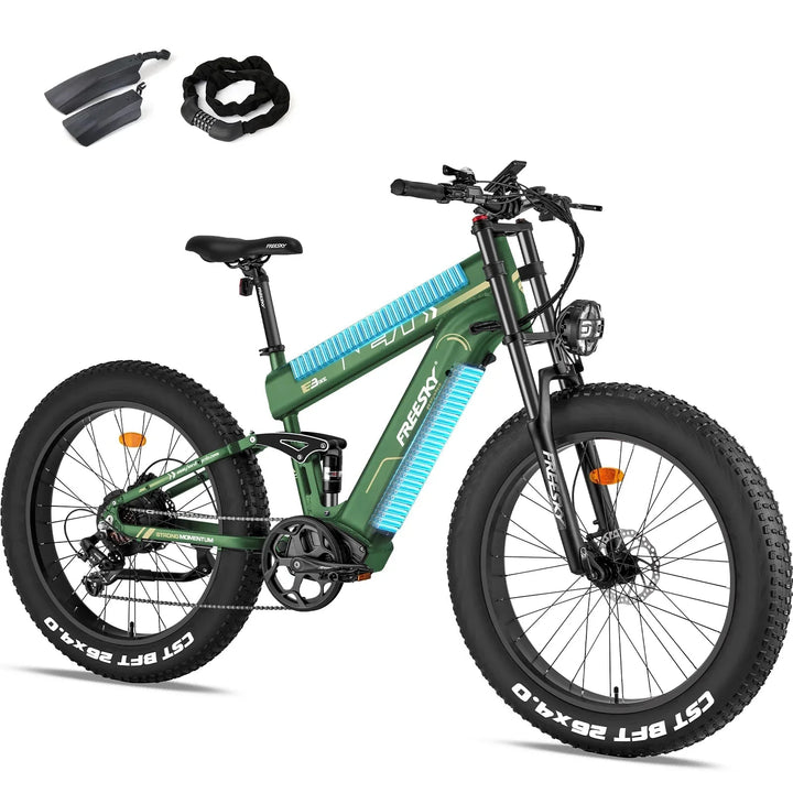 FREESKY Alaska M - 520 Pro 1000 w Mountain Ebike 4 Fat Tire Electric Fat Tire Mountain eBike - Mountain eBike - FREES|MOUNT|GREEN|0106 eBike Super Shop