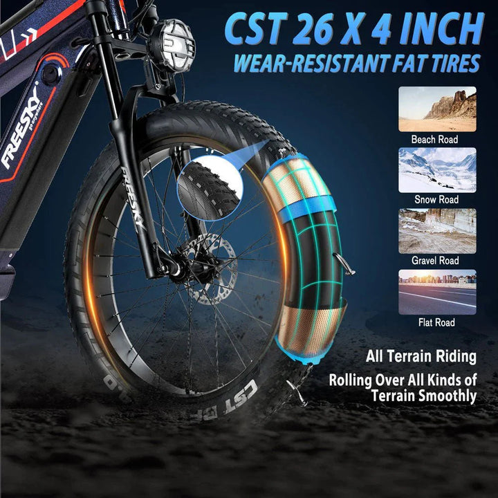 FREESKY Alaska M - 520 Pro 1000 w Mountain Ebike 4 Fat Tire Electric Fat Tire Mountain eBike - Mountain eBike - FREES|MOUNT|GREEN|0106 eBike Super Shop