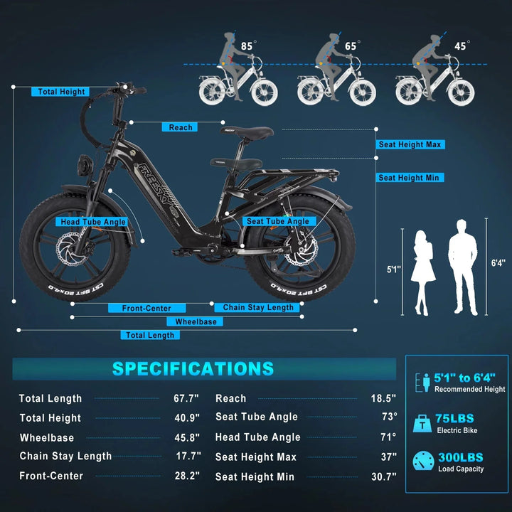 FREESKY Rocky 750 w Step Thru Ebike 20x4 Fat Electric Cargo eBike - Cargo eBike - eBike Super Shop