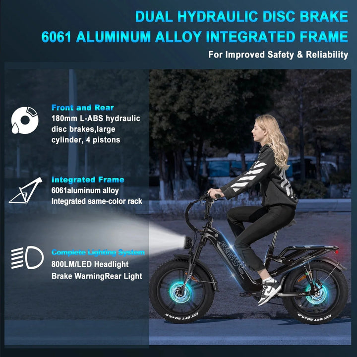 FREESKY Rocky 750 w Step Thru Ebike 20x4 Fat Electric Cargo eBike - Cargo eBike - eBike Super Shop