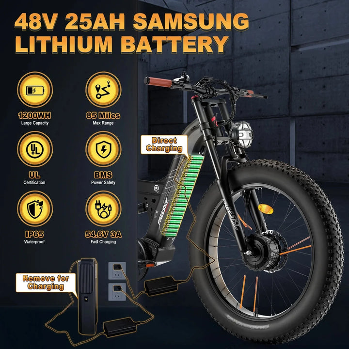 FREESKY Warrior M - 530 1000 w Mountain Ebike 4 Fat Tire Electric Fat Tire Mountain eBike - Mountain eBike - FREES|MOUNT|GREEN|0108 eBike Super Shop