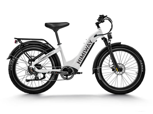 HIMIWAY Zebra ST 750 w Step Thru Ebike 26x4 Fat Electric Fat Tire Mountain eBike - Mountain eBike - HIMIW|MOUNT|WHITE|0156 eBike Super Shop