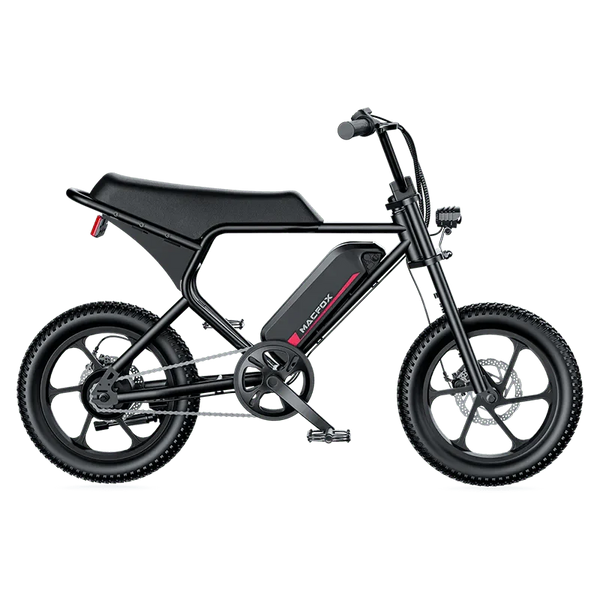 MACFOX M19 Electric e - Moto Style eBike - Step Over 250 w Electric Mini Fat Tire eBike - Moto Style Bike - MACFO|SINGLBLACK|2358 eBike Super Shop