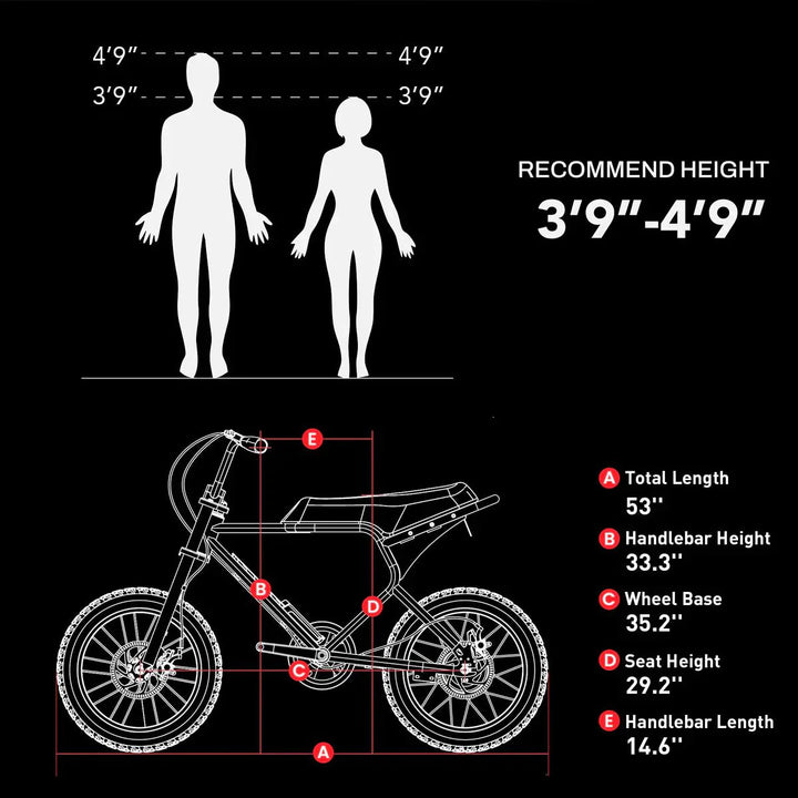 MACFOX M19 Electric e - Moto Style eBike - Step Over 250 w Electric Mini Fat Tire eBike - Moto Style Bike - MACFO|SINGLBLACK|2358 eBike Super Shop