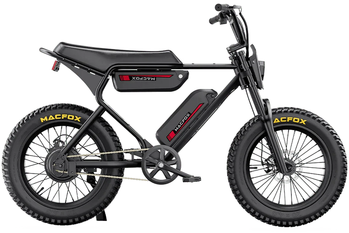 MACFOX X1S Commuter Electric e - Moto Style eBike - Step Over 500 w Electric Mini Fat Tire eBike - Moto Style Bike - MACFO|DUALBLACK|2350 eBike Super Shop