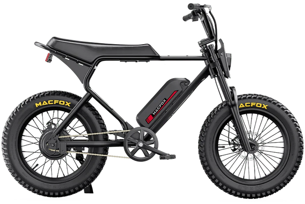 MACFOX X1S Commuter Electric e - Moto Style eBike - Step Over 500 w Electric Mini Fat Tire eBike - Moto Style Bike - MACFO|SINGLBLACK|2349 eBike Super Shop