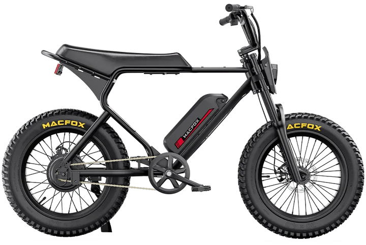 MACFOX X1S Commuter Electric e - Moto Style eBike - Step Over 500 w Electric Mini Fat Tire eBike - Moto Style Bike - MACFO|SINGLBLACK|2349 eBike Super Shop