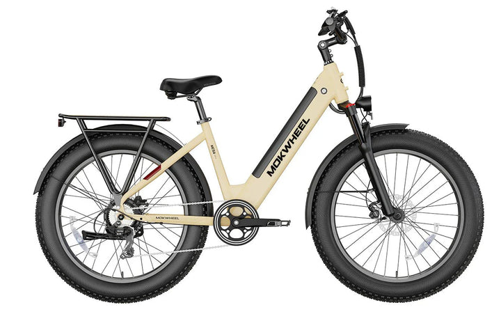 MOKWHEEL Mesa Plus ST 750 w Step Thru Ebike 26x4 Fat Tire Fat Tire Electric Beach Cruiser eBike - Fat Tire eBike - MOKWH|FATT|TANLARGE|0126 eBike Super Shop