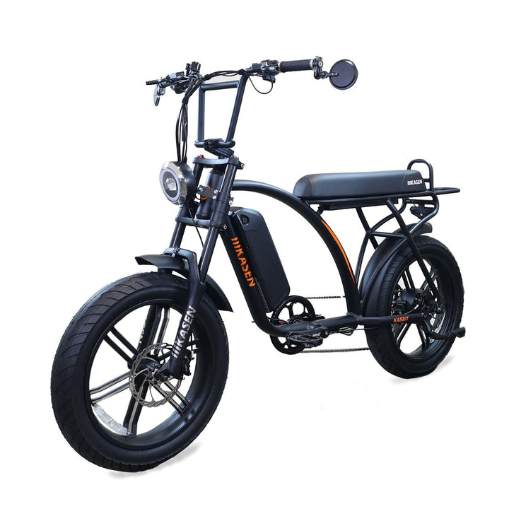 Experience the KASEN Kabbit Plus eBike: 750W motor, 40-50 mile range, 25-28 mph speed, and fat tires for unmatched stability! Ride smart today!
