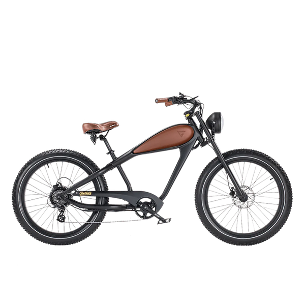 REVI Cheetah PLUS 750w Step Over Ebike 26x4 Fat Tire Electric Vintage eBike - Fat Tire Cruiser eBike - REVI|GRAY48V1|3002 eBike Super Shop