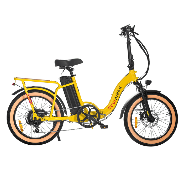 REVI Rebel 2 750w Step Thru Ebike 20x3 Fat Tire Electric Folding eBike - Folding eBike - REVI|FOLDI|YELLO|0037 eBike Super Shop