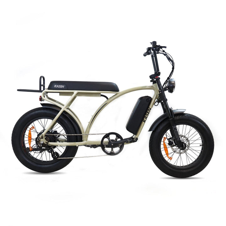 Experience the KASEN Kabbit Classic E-Bike: a versatile 1000W electric bike with 40-50 mile range, 25-28 mph speed, and fat tires for stability!