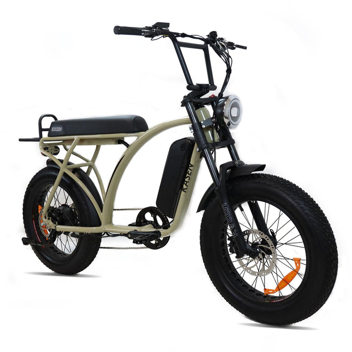 Experience the KASEN Kabbit Classic E-Bike: a versatile 1000W electric bike with 40-50 mile range, 25-28 mph speed, and fat tires for stability!