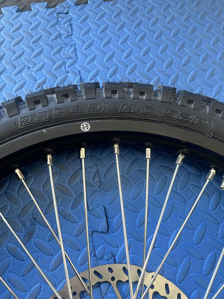 Throne eMoto Wheel Set Shinko 244 Dual Sport 21" Front Wheel & Tire Set for e - Moto Bikes *Does not include rotor or sprocket* - Throne Wheel & Tire Set - Throne | Shinko | 21 inch | Front Wheel & Tire Set eBike Super Shop